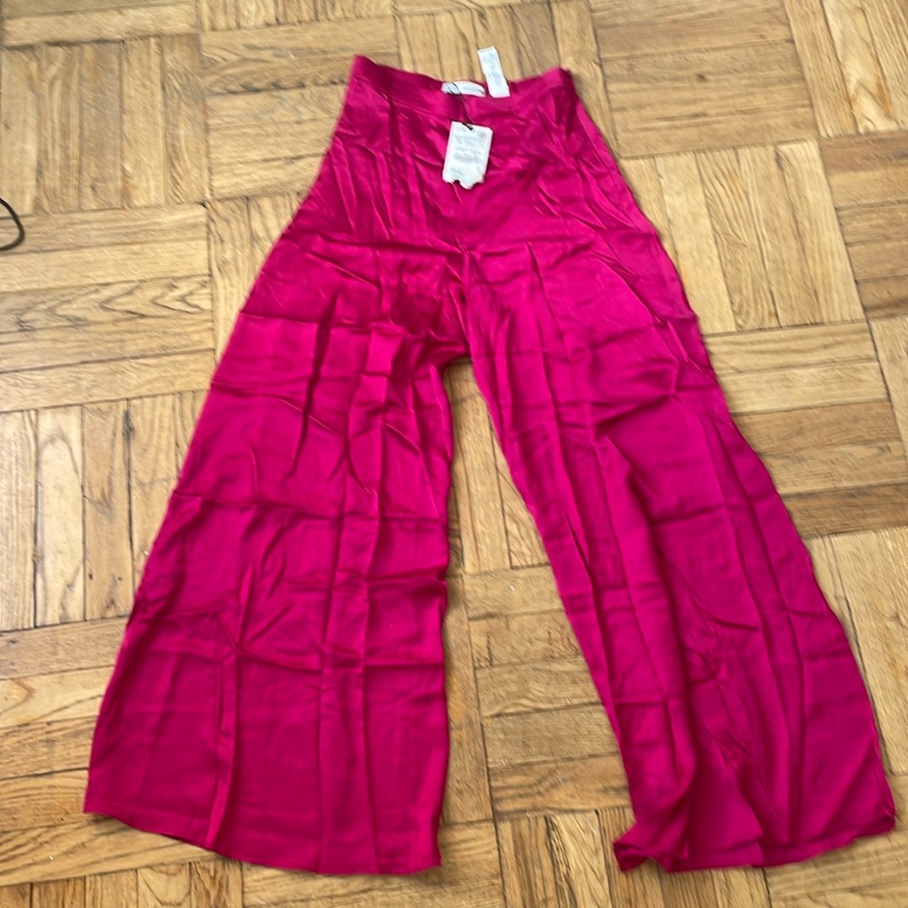 Hot pink silk pants - never worn!